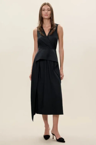Rebecca Taylor Stretch Linen Dress In Black