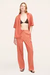 Rebecca Taylor Stretch Linen Pull-on Pant In Orange