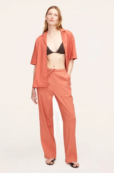 Rebecca Taylor Stretch Linen Pull-on Pant In Orange