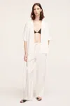 Rebecca Taylor Stretch Linen Pull-on Pant In White