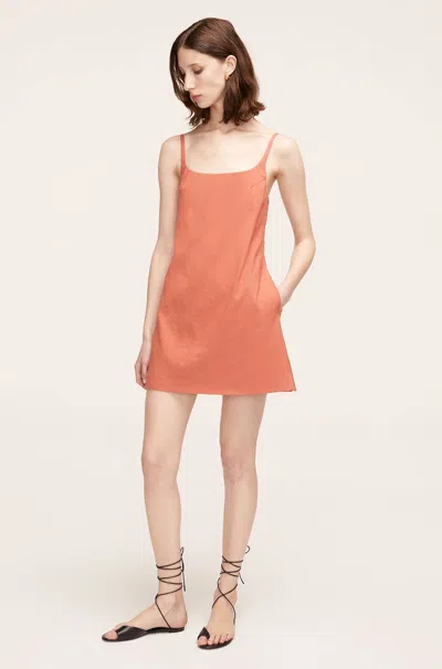 Rebecca Taylor Stretch Linen Skirted Romper In Orange