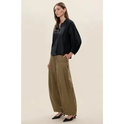 Rebecca Taylor Stretch Linen Top In Black