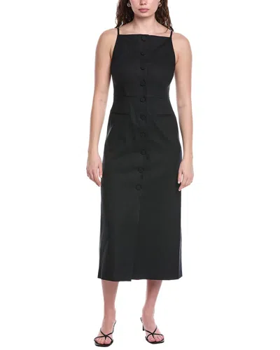 Rebecca Taylor Stretch Linen-blend Midi Dress In Black