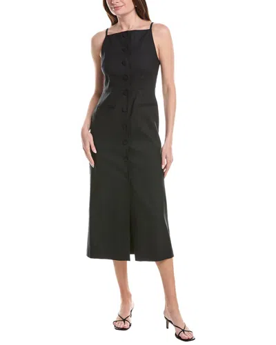 Rebecca Taylor Stretch Linen-blend Midi Dress In Black