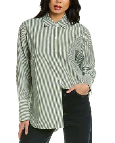 Rebecca Taylor Stripe Button Shirt In Green