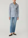 Rebecca Taylor Stripe Poplin Wrap Blouse In Blue