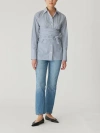 Rebecca Taylor Stripe Poplin Wrap Blouse In Blue Stripe