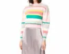 Rebecca Taylor Stripe Short Puff Sleeve Sweater In Multi In Multi
