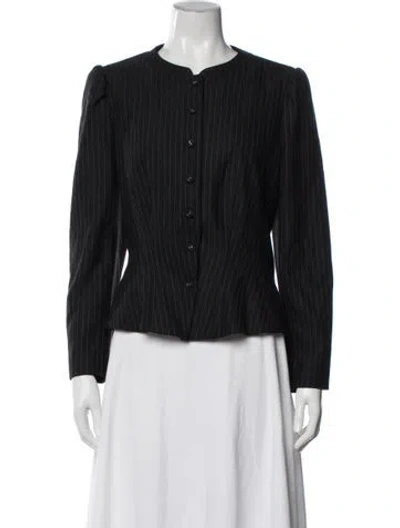 Pre-owned Rebecca Taylor Striped Blazer In Black
