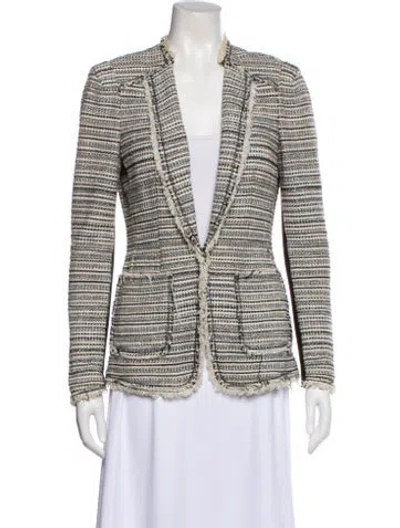 Pre-owned Rebecca Taylor Striped Blazer In Gray