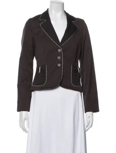Pre-owned Rebecca Taylor Striped Blazer In Grey