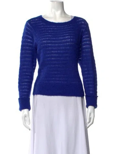 Pre-owned Rebecca Taylor Striped Crew Neck Sweater In Blue