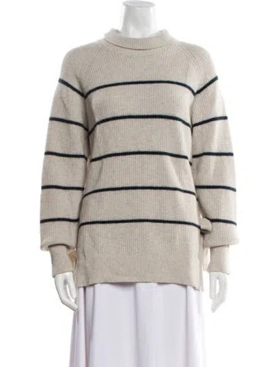 Pre-owned Rebecca Taylor Striped Crew Neck Sweater In Neutral