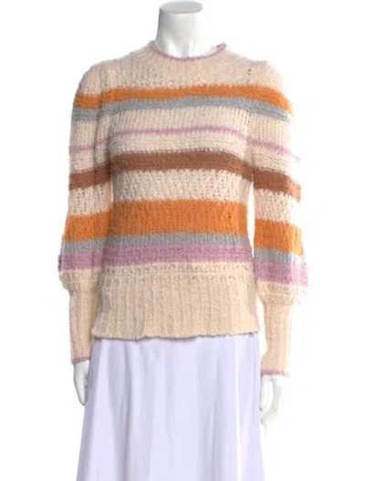 Pre-owned Rebecca Taylor Striped Crew Neck Sweater In Neutral