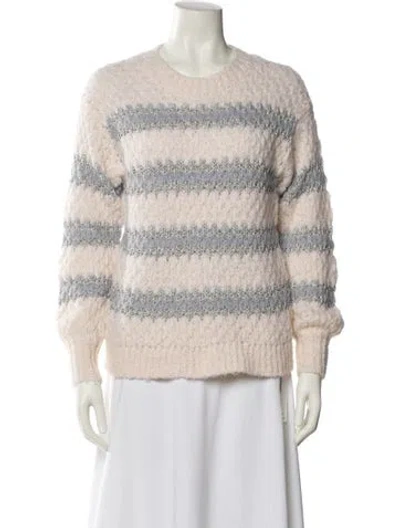 Pre-owned Rebecca Taylor Striped Crew Neck Sweater In Neutral