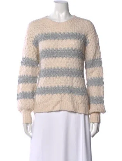Pre-owned Rebecca Taylor Striped Crew Neck Sweater In Neutral