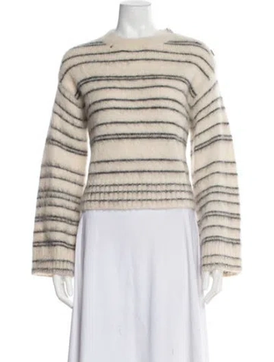 Pre-owned Rebecca Taylor Striped Crew Neck Sweater In Neutral
