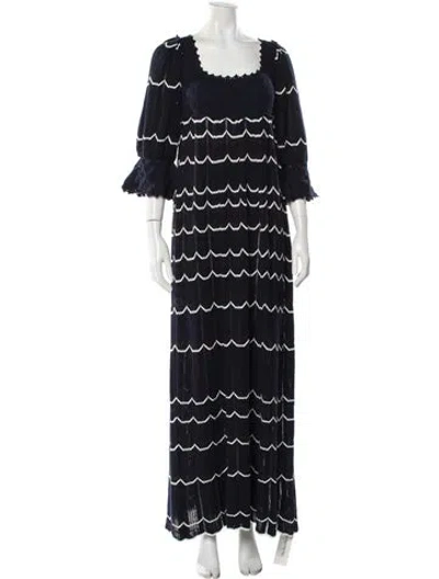 Pre-owned Rebecca Taylor Striped Long Dress In Blue