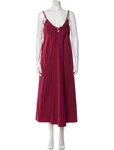 Pre-owned Rebecca Taylor Striped Midi Length Dress W/ Tags In Red