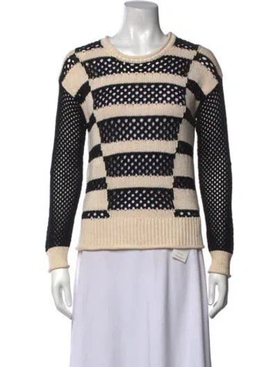 Pre-owned Rebecca Taylor Striped Scoop Neck Sweater In Black/white