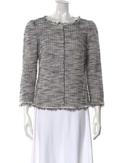Pre-owned Rebecca Taylor Striped Scoop Neck Sweater In Gray