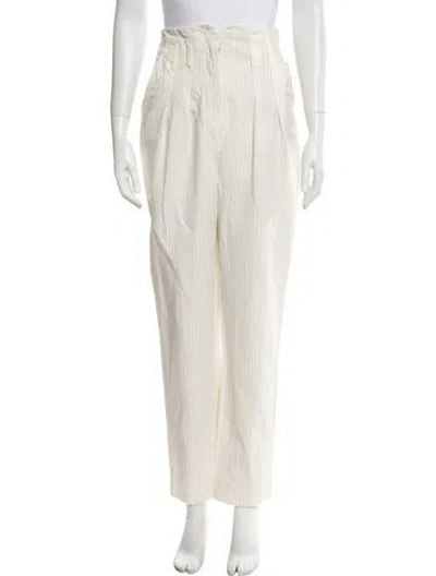 Pre-owned Rebecca Taylor Striped Straight Leg Pants In Neutral