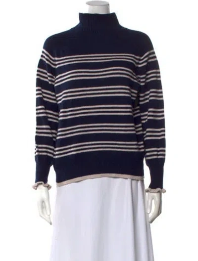 Pre-owned Rebecca Taylor Striped Turtleneck Sweater In Blue