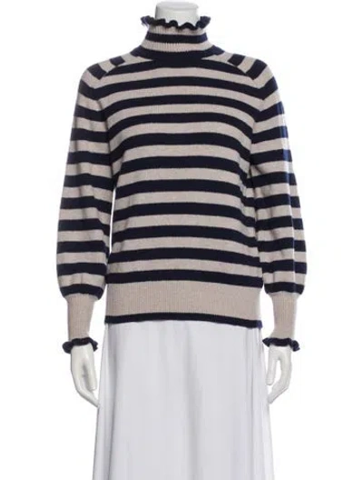 Pre-owned Rebecca Taylor Striped Turtleneck Sweater In Gray