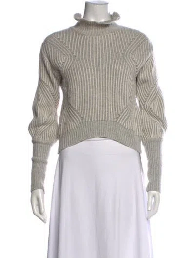 Pre-owned Rebecca Taylor Striped Turtleneck Sweater In Gray