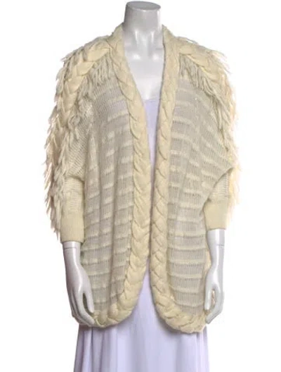 Pre-owned Rebecca Taylor Striped V-neck Sweater In Neutral