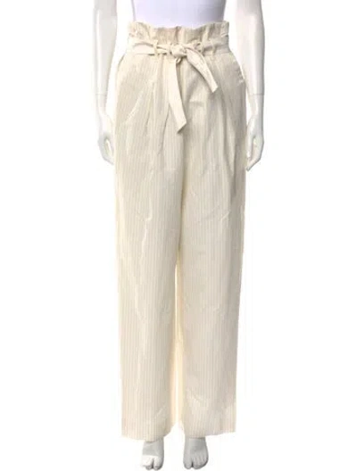 Pre-owned Rebecca Taylor Striped Wide Leg Pants In Neutral