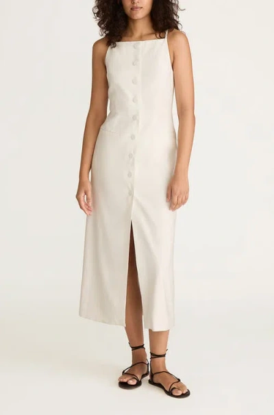 Rebecca Taylor Structured Button Front Midi Dress In Milk