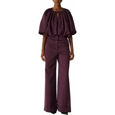 Rebecca Taylor Techy Sateen Bubble Top In Purple