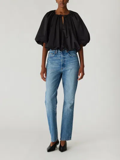 Rebecca Taylor Techy Sateen Bubble Top In Black