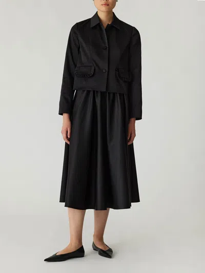 REBECCA TAYLOR TECHY SATEEN RUFFLE POCKET JACKET