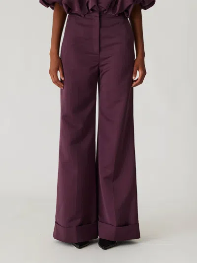 Rebecca Taylor Techy Sateen Wide Leg Pant In Purple