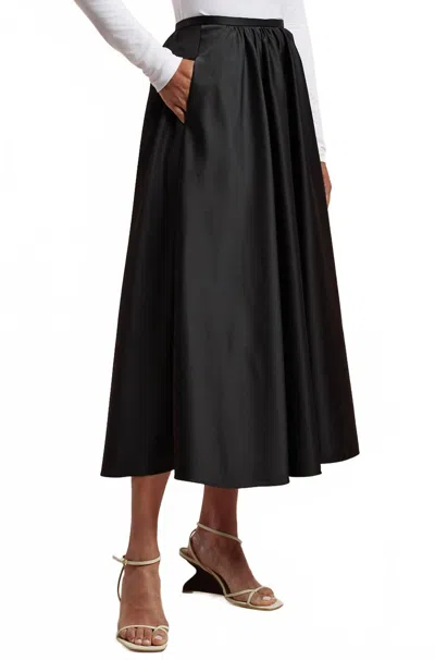 REBECCA TAYLOR TEECHY SATIN SKIRT IN BLACK