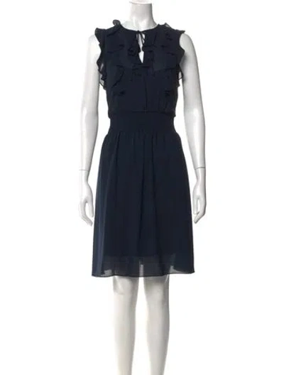 Pre-owned Rebecca Taylor Tie Neck Mini Dress In Blue