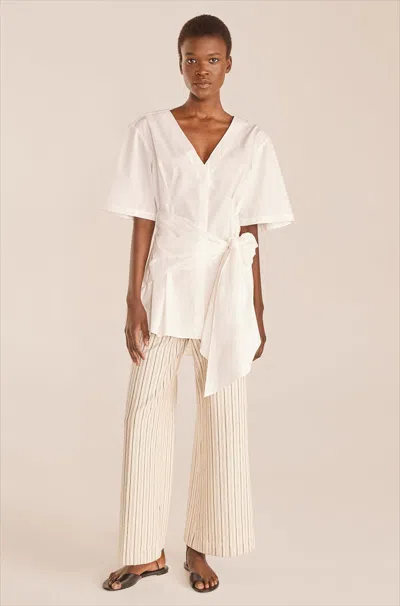 Rebecca Taylor Tie Waist Blouse In White