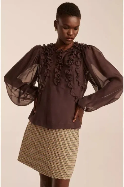 Rebecca Taylor Top With Ruffles In Cabernet