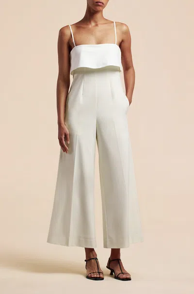 Rebecca Taylor Tuxedo Wide Leg Jumpsuit In White