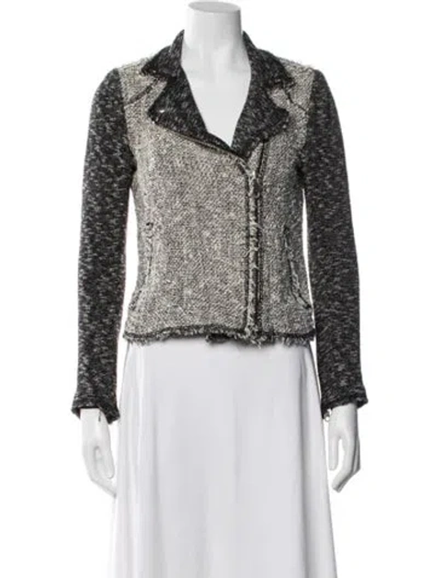 Pre-owned Rebecca Taylor Tweed Pattern Biker Jacket In Black