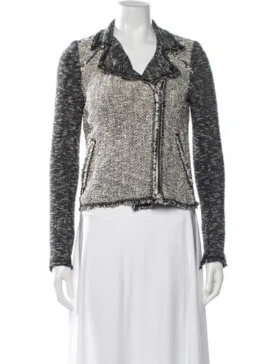 Pre-owned Rebecca Taylor Tweed Pattern Biker Jacket In Black