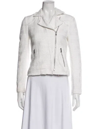 Pre-owned Rebecca Taylor Tweed Pattern Biker Jacket In Neutral