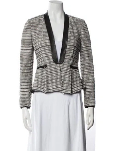 Pre-owned Rebecca Taylor Tweed Pattern Blazer In Black