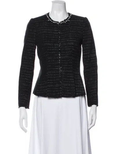 Pre-owned Rebecca Taylor Tweed Pattern Blazer In Black