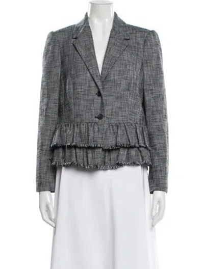 Pre-owned Rebecca Taylor Tweed Pattern Blazer In Blue