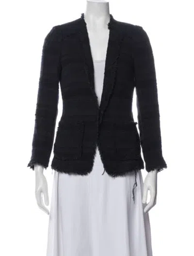 Pre-owned Rebecca Taylor Tweed Pattern Blazer In Blue