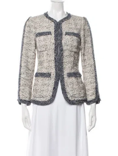 Pre-owned Rebecca Taylor Tweed Pattern Blazer In Blue/neutrals