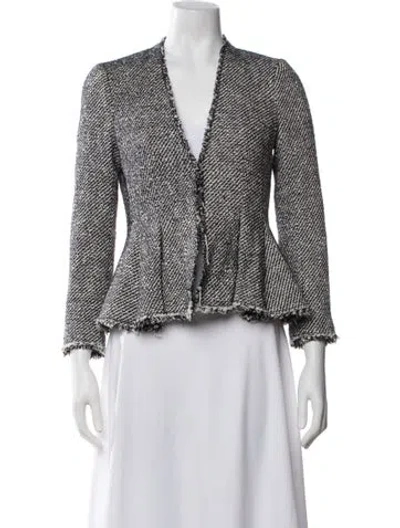 Pre-owned Rebecca Taylor Tweed Pattern Blazer In Blue/white